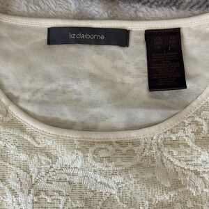 Liz Claiborne Ivory Floral Lace Blouse